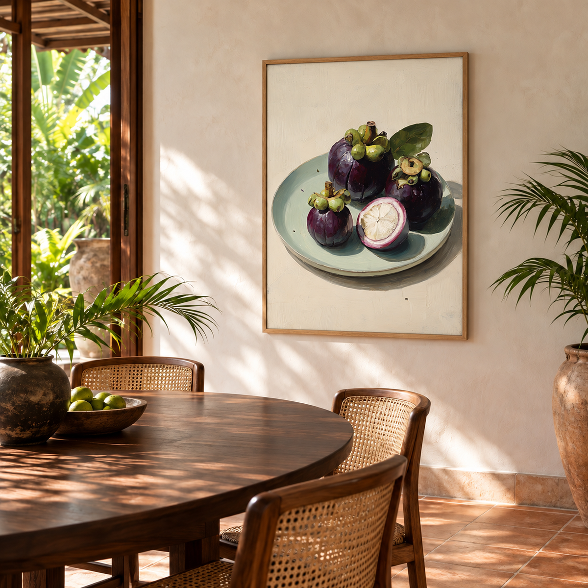 Mangosteens on Celadon