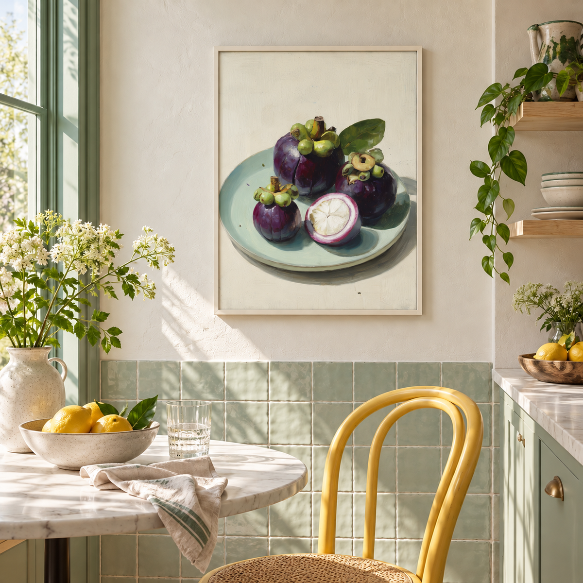 Mangosteens on Celadon